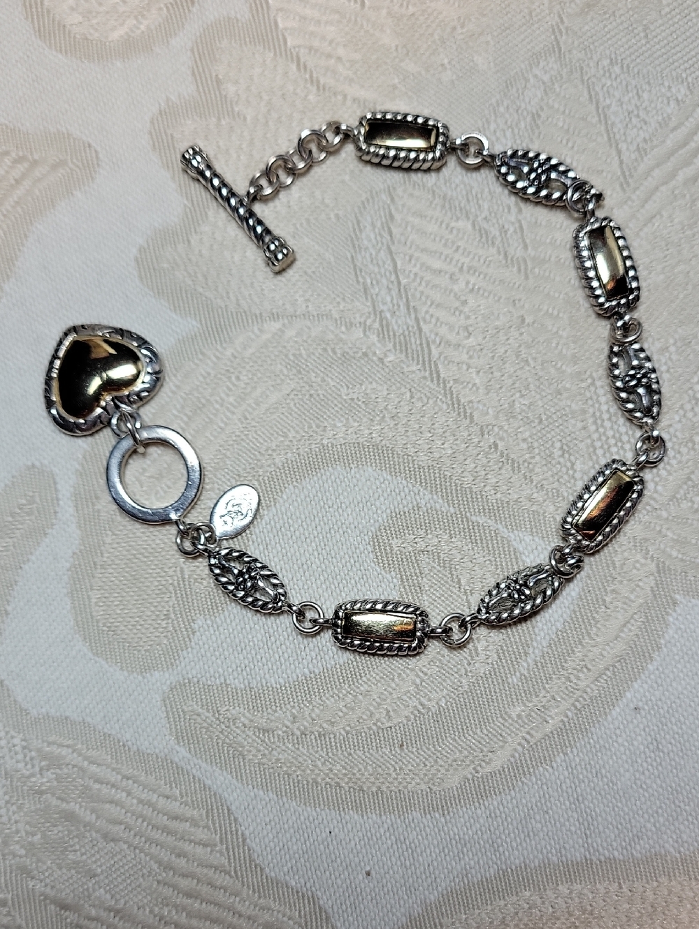 Premier Designs Silver And Gold Bracelet With Heart Charm